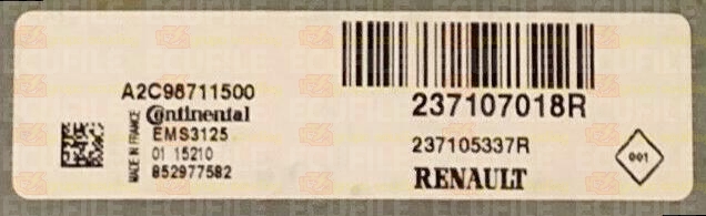CONTINENTAL EMS3125 A2C98711500 RENAULT DACIA 237105337R 237107018R 