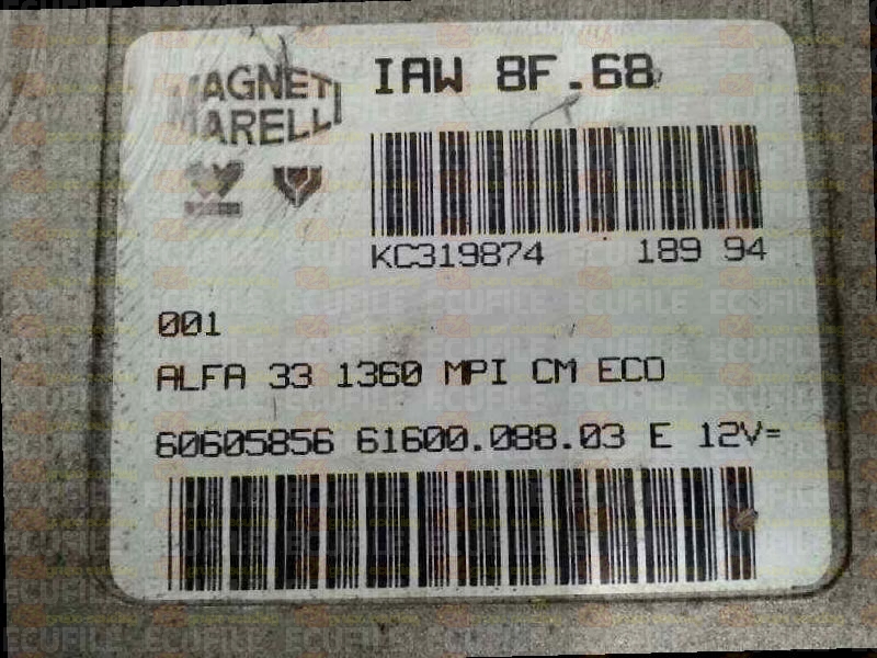 MAGNETI MARELLI IAW 8F.68 61600.088.03 ALFA ROMEO 133 1.3i 60605856 EEPROM MC68HC11F1