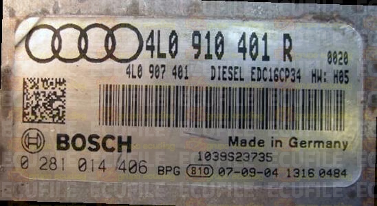BOSCH EDC16CP34-4.8 0281014406 AUDI Q7 3.0 TDI V6 232HP 4L0910401 4L0910401R 0020 - 1037390614
