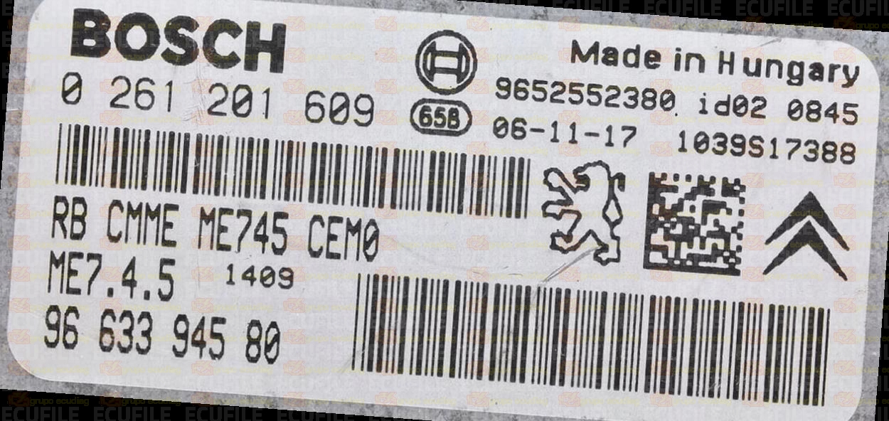 BOSCH ME7.4.5 0261201609 CITROEN C4 I 1.6i 109HP 9663394580 1037382605 -