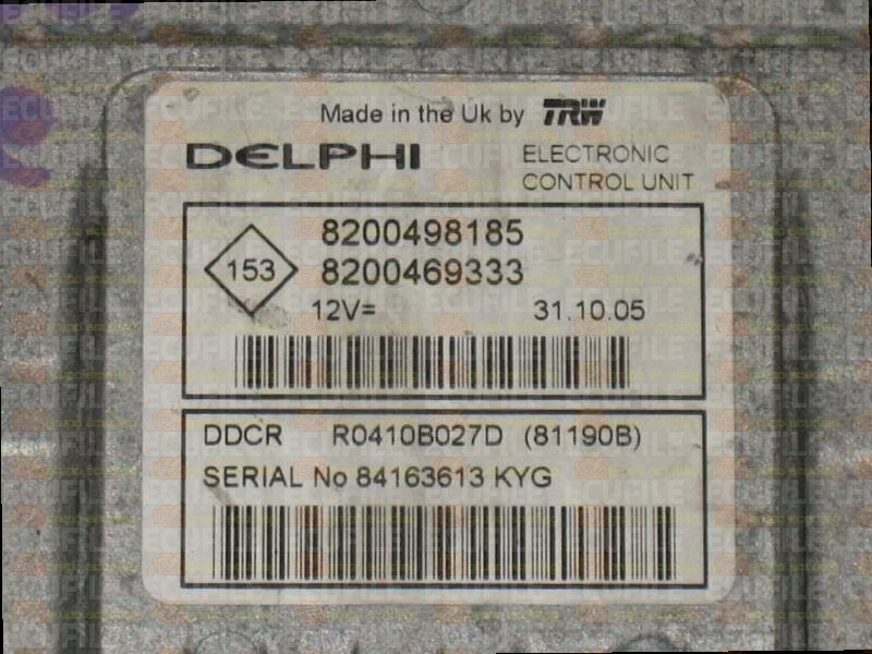 DELPHI TRW DDCR R0410B027D 81190B RENAULT CLIO II 1.5 DCI 80HP 8200498185 8200469333 8200469357-0387