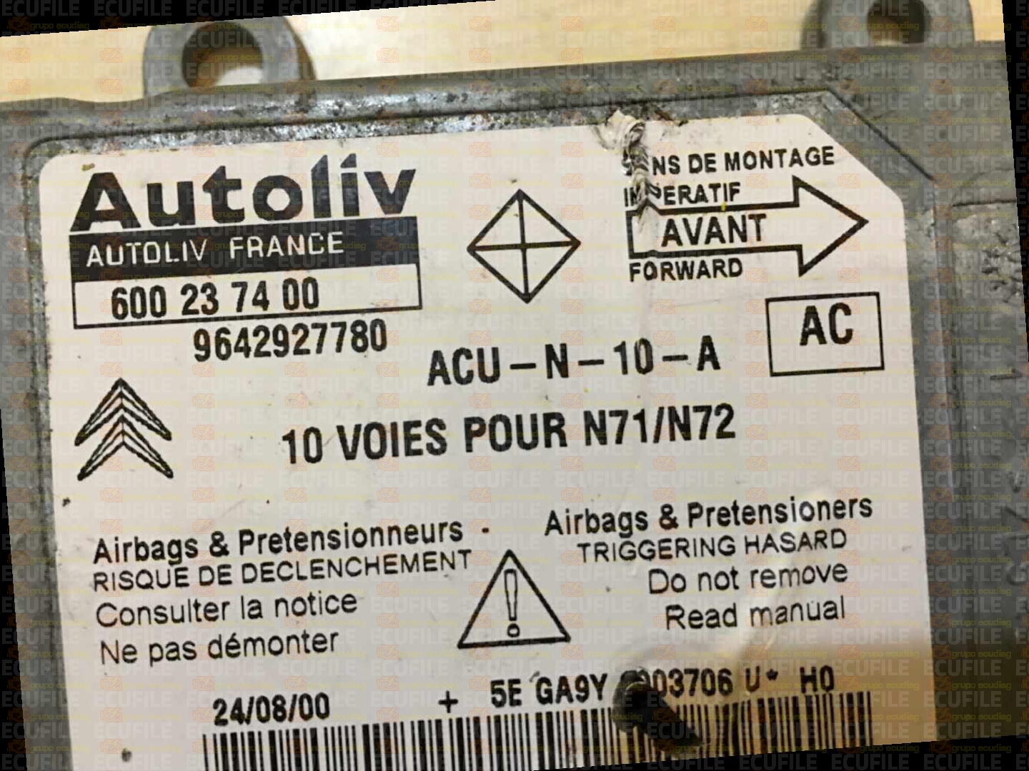 AUTOLIV 600237400 CITROEN XSARA 9642927780 AC