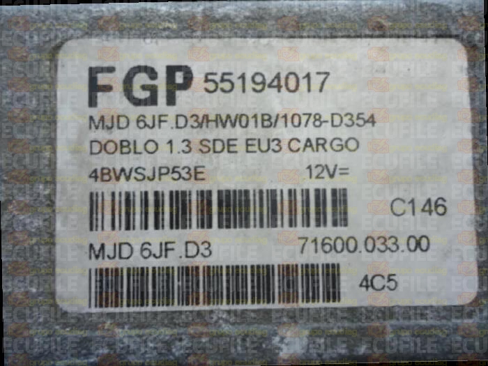 MAGNETI MARELLI MJD 6JF.D3 71600.033.00 FIAT DOBLO 1.3 JTD 70HP 55194017 HW01B EEPROM 95320
