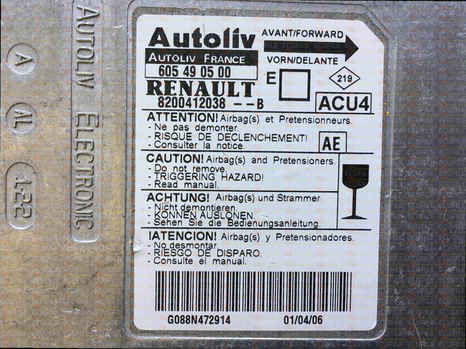 AUTOLIV ACU4 605490500 RENAULT MEGANE II 8200412038--B AE