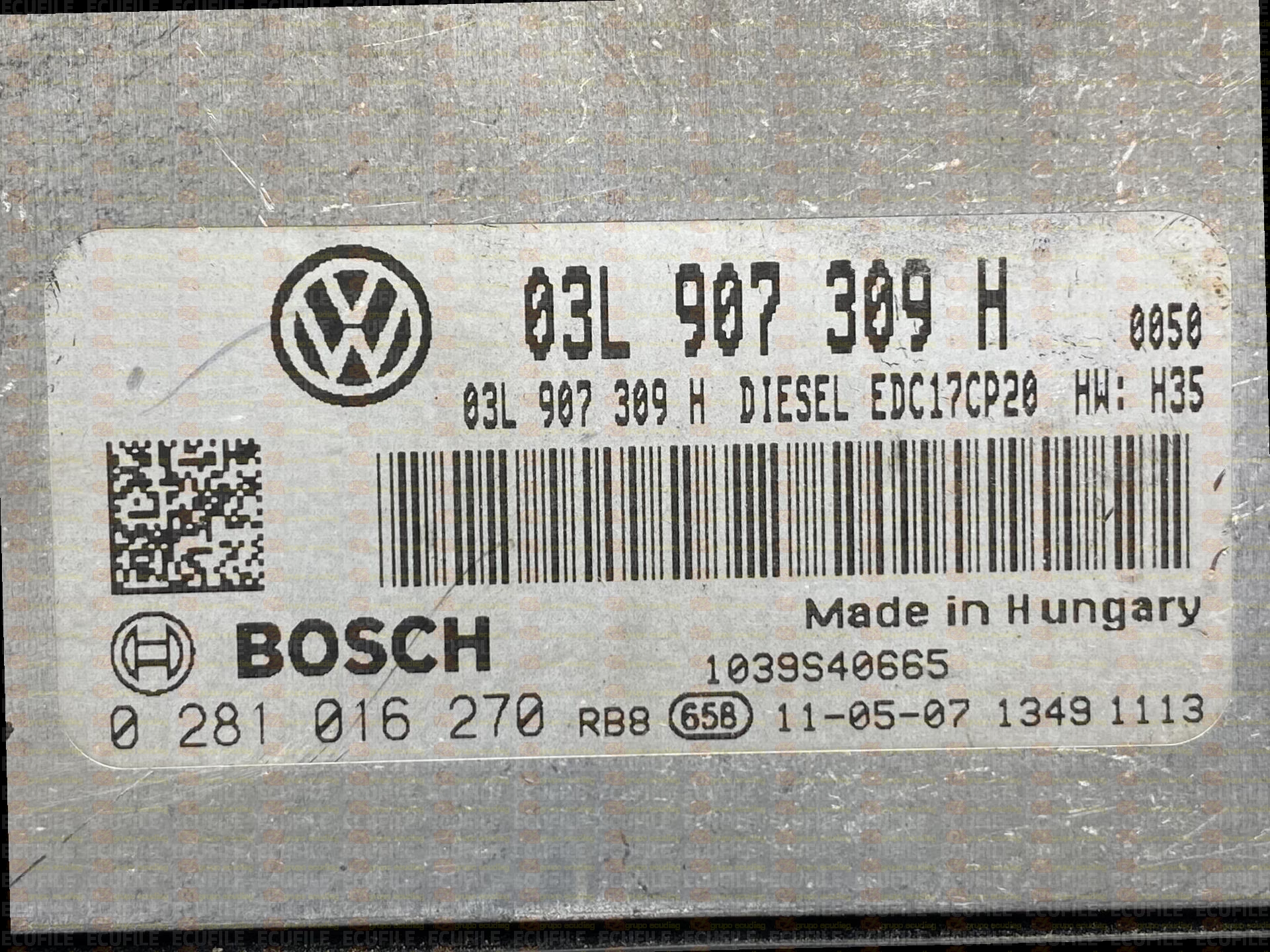 BOSCH EDC17CP20-2.5 0281016270 VOLKSWAGEN TRANSPORTER T5 2.0 BiTDI 180HP 03L907309H 03L906022JB 9972 - 1037550920
