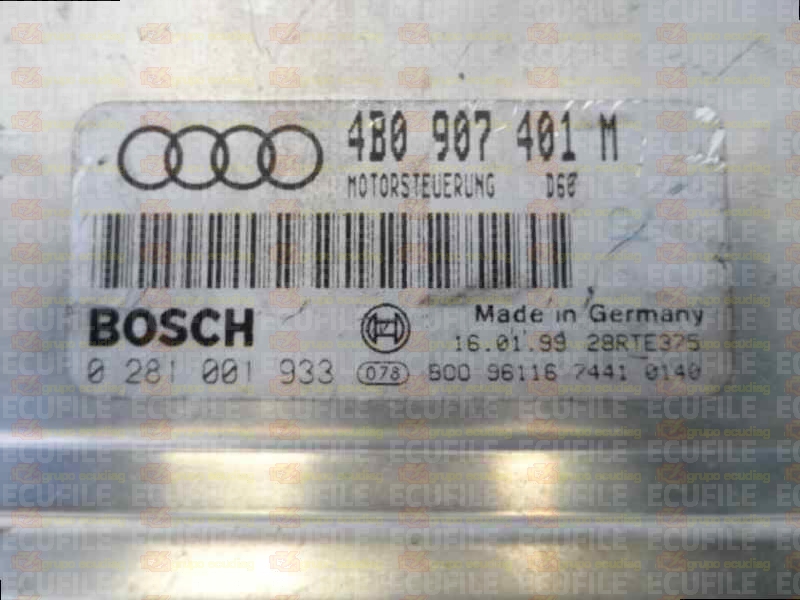 BOSCH EDC15M 0281001933 AUDI A6 2.5 TDI V6 150HP 4B0907401M