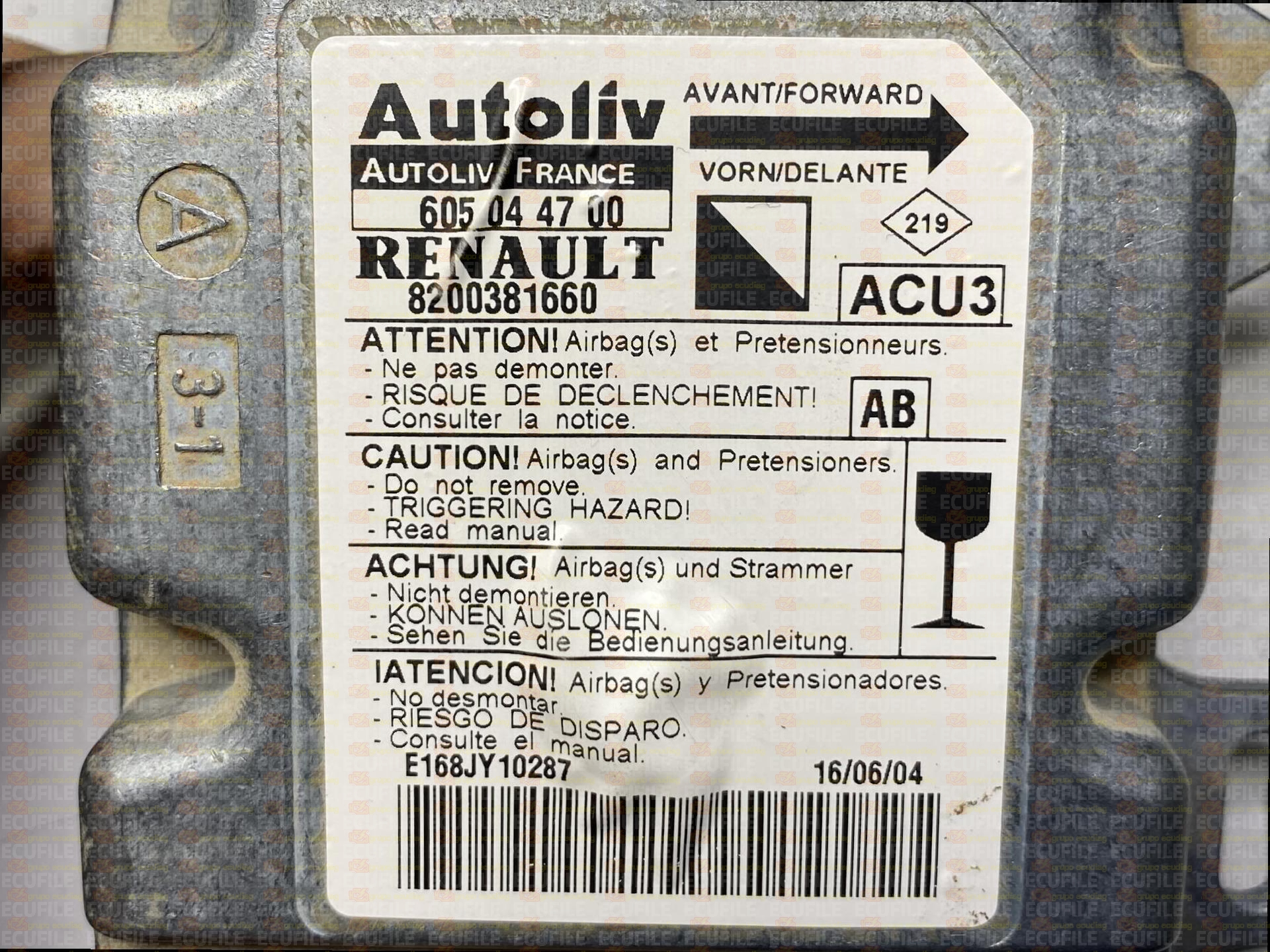 AUTOLIV ACU3 605044700 RENAULT KANGOO I 8200381660 AB