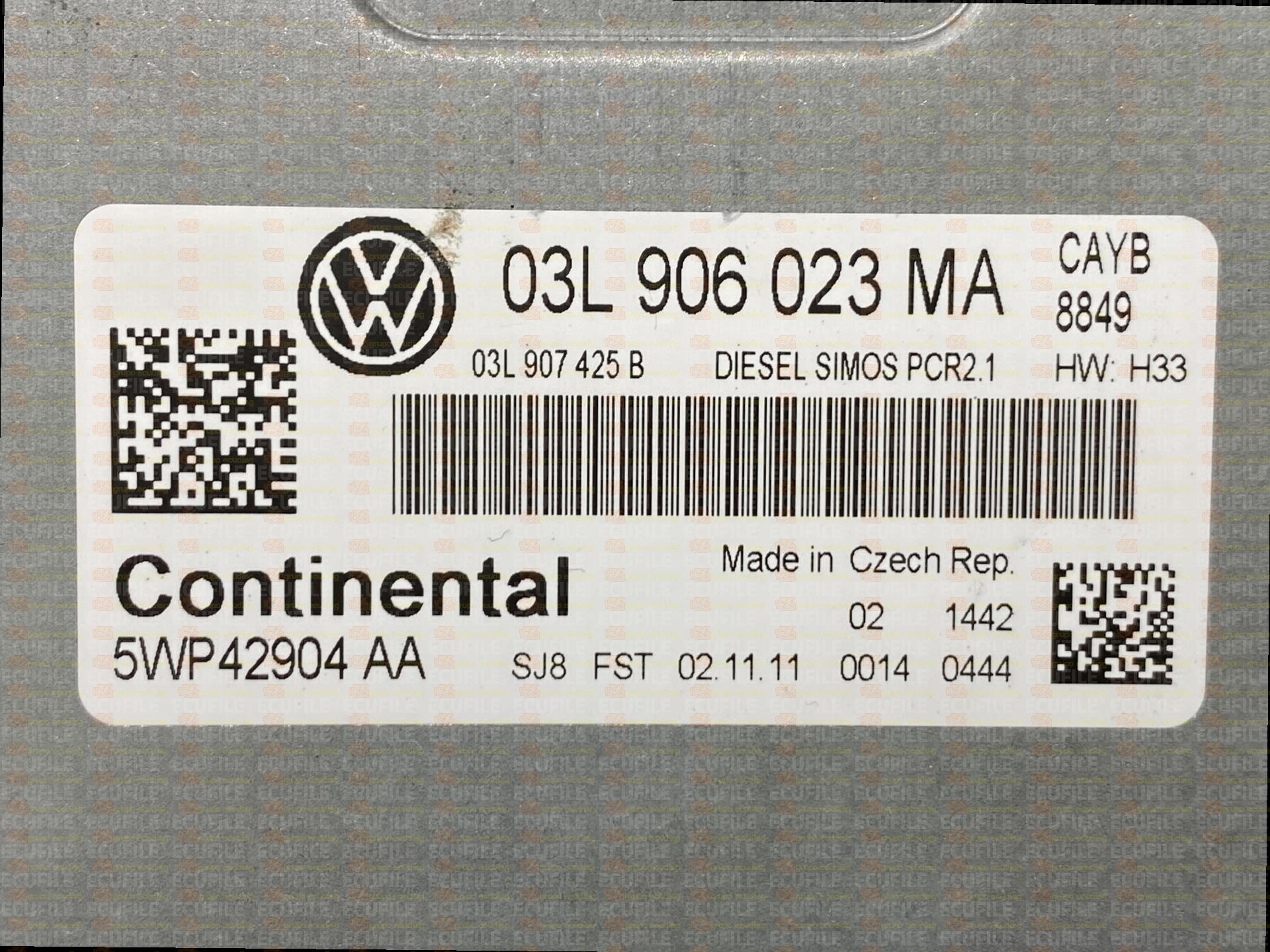 CONTINENTAL SIMOS PCR2.1 5WP42904AA VOLKSWAGEN POLO V 1.6 TDI 90HP 03L907425B 03L906023MA SM2F0L9500000-8849