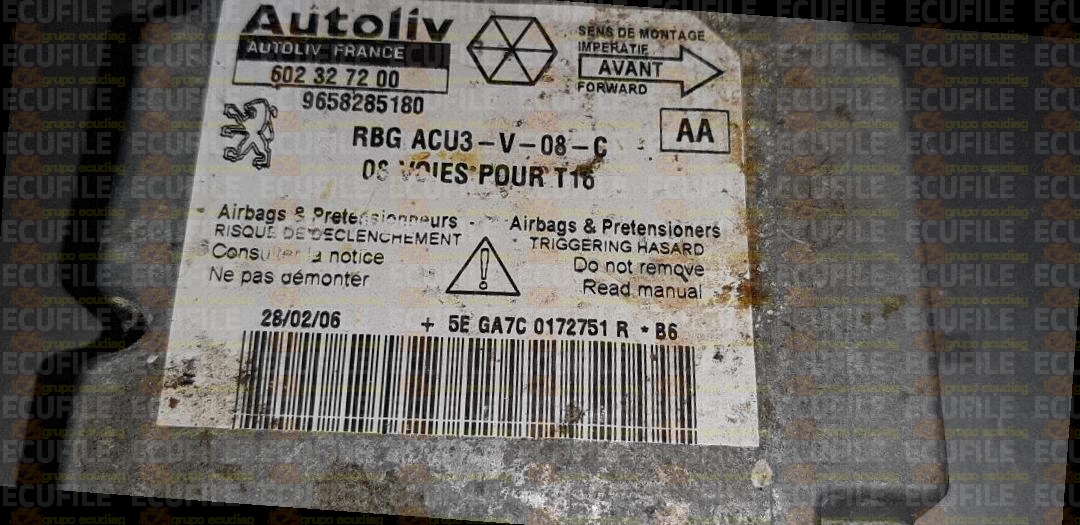 AUTOLIV 602327200 PEUGEOT 206 9658285180 AA EEPROM 95080