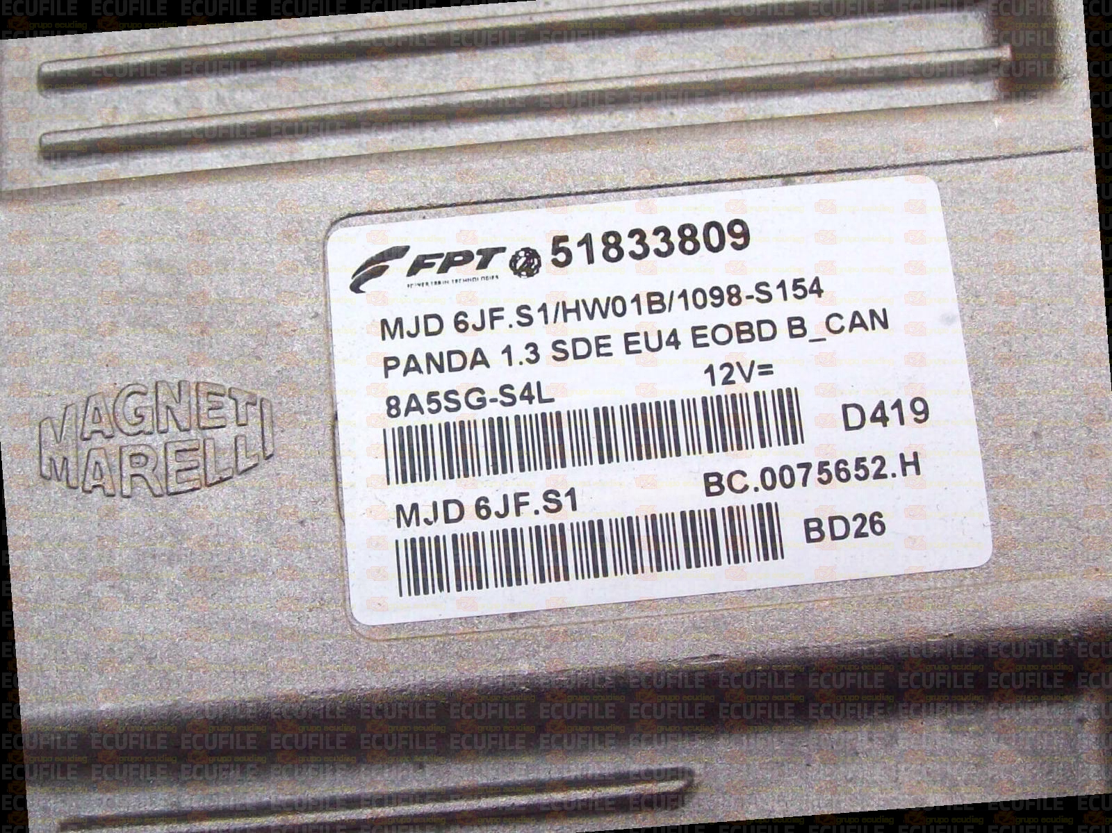 MAGNETI MARELLI MJD 6JF.S1 BC.0075652.H FIAT PANDA 1.3 JTD 70HP 51833809 HW01B EEPROM 95320