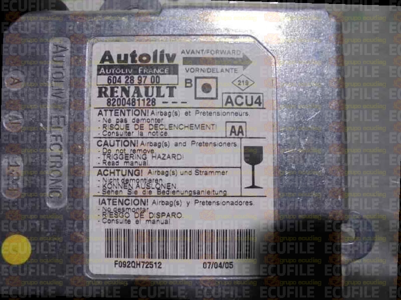 AUTOLIV ACU4 604289700 RENAULT MEGANE II 8200481128 AA EEPROM 95160