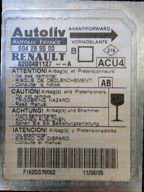 AUTOLIV ACU4 604289600 RENAULT MEGANE II 8200481127--A AB