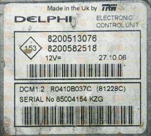 DELPHI TRW DCM1.2 R0410B037C 81228C RENAULT KANGOO I 1.5 DCI 85HP 8200513076 8200582518 8200768772 - 4341