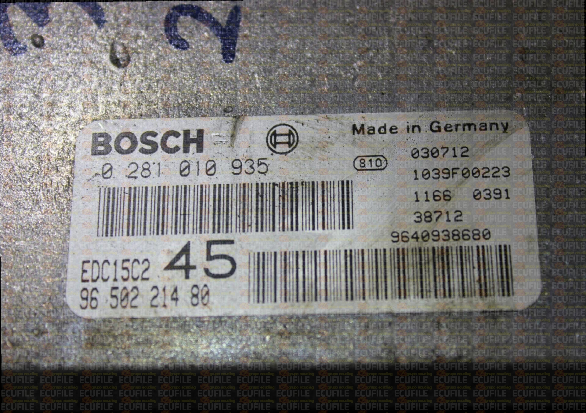 BOSCH EDC15C2-11.1 0281011081 PEUGEOT 307 I 2.0 HDI 107HP 9650221480 1037364448