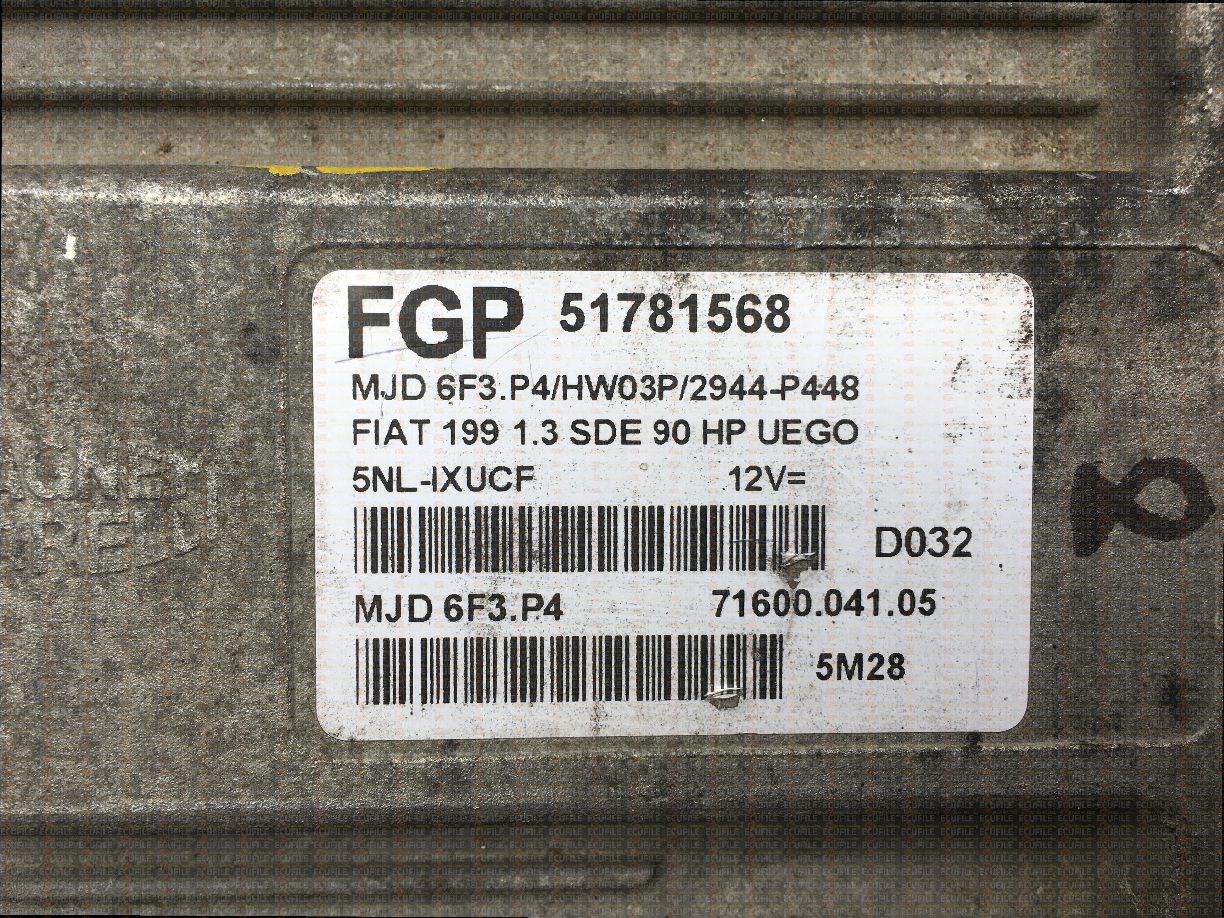 MAGNETI MARELLI MJD 6F3.P4 71600.041.05 FIAT PUNTO 1.3 JTD 90HP 51781568 HW03P 2944P448