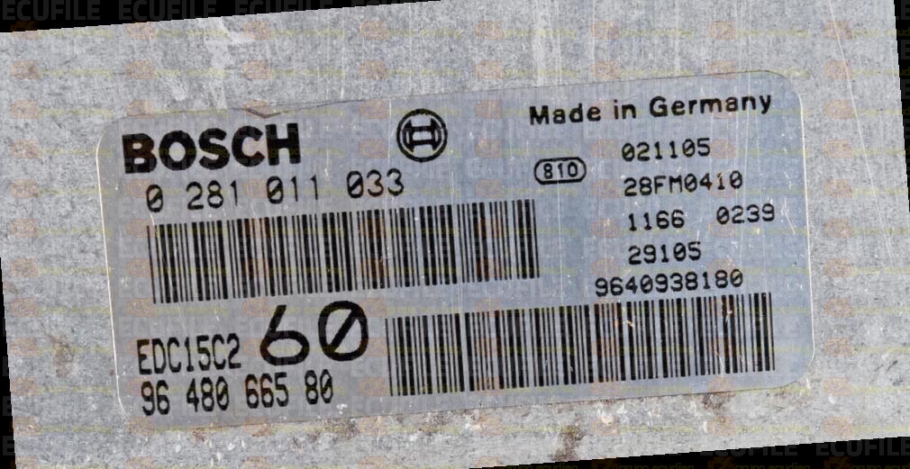 BOSCH EDC15C2-10.1 0281011033 CITROEN C8 PEUGEOT 807 FIAT PHEDRA 2.2 HDI JTD 128HP 9648066580 1037364376