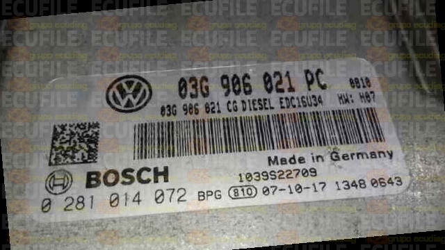 BOSCH EDC16U34-3.43 0281014072 VOLKSWAGEN CADDY 1.9 TDI 74HP 03G906021PC 1037389260