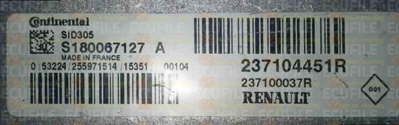CONTINENTAL SID305 S180067127A RENAULT DACIA 237100037R 237104451R FLASH TC1766