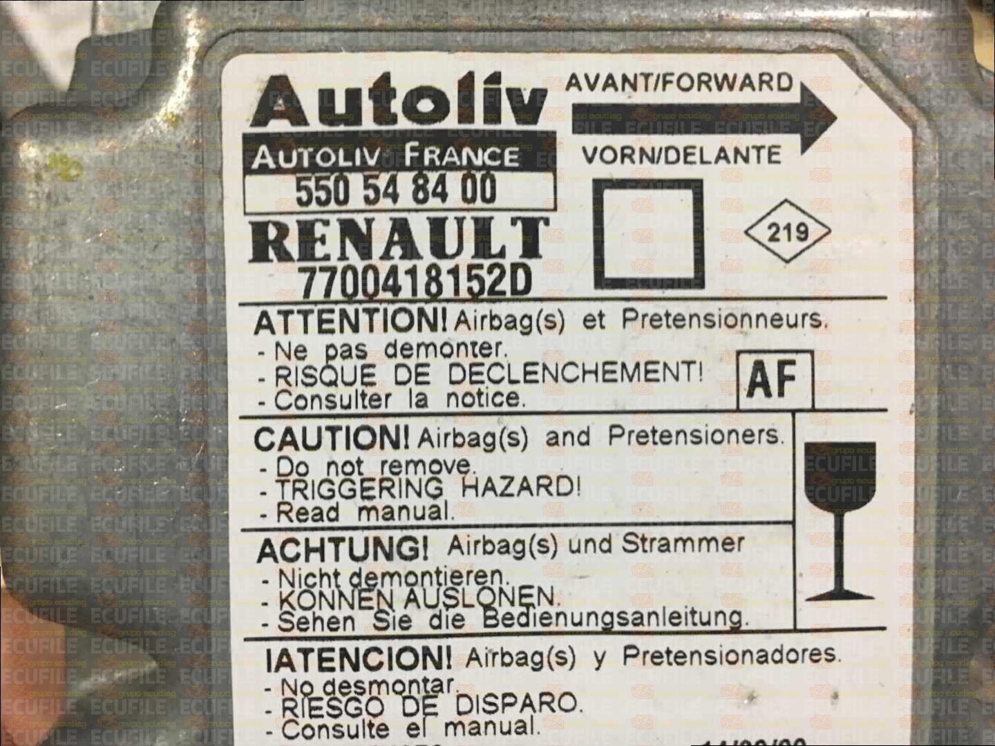 AUTOLIV 550548400 RENAULT MEGANE 7700418152D AF