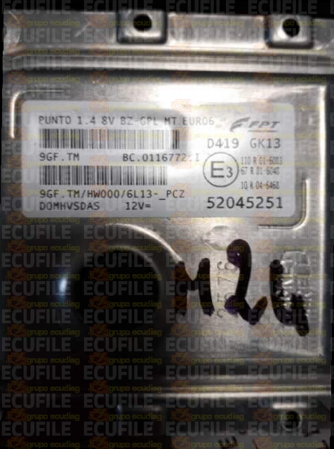 MAGNETI MARELLI 9GF.TM BC.0116772.I FIAT PUNTO 1.4 52045251 HW000 EEPROM 95640