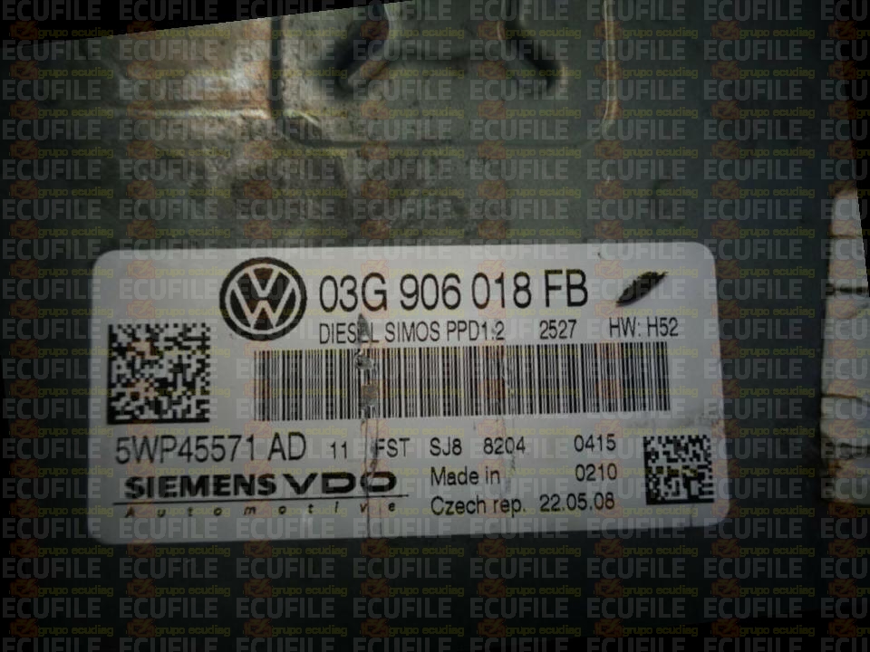 SIEMENS VDO SIMOS PPD1.2 5WP45571AD VOLKSWAGEN GOLF V 2.0 TDI 170HP 03G906018FB 2527