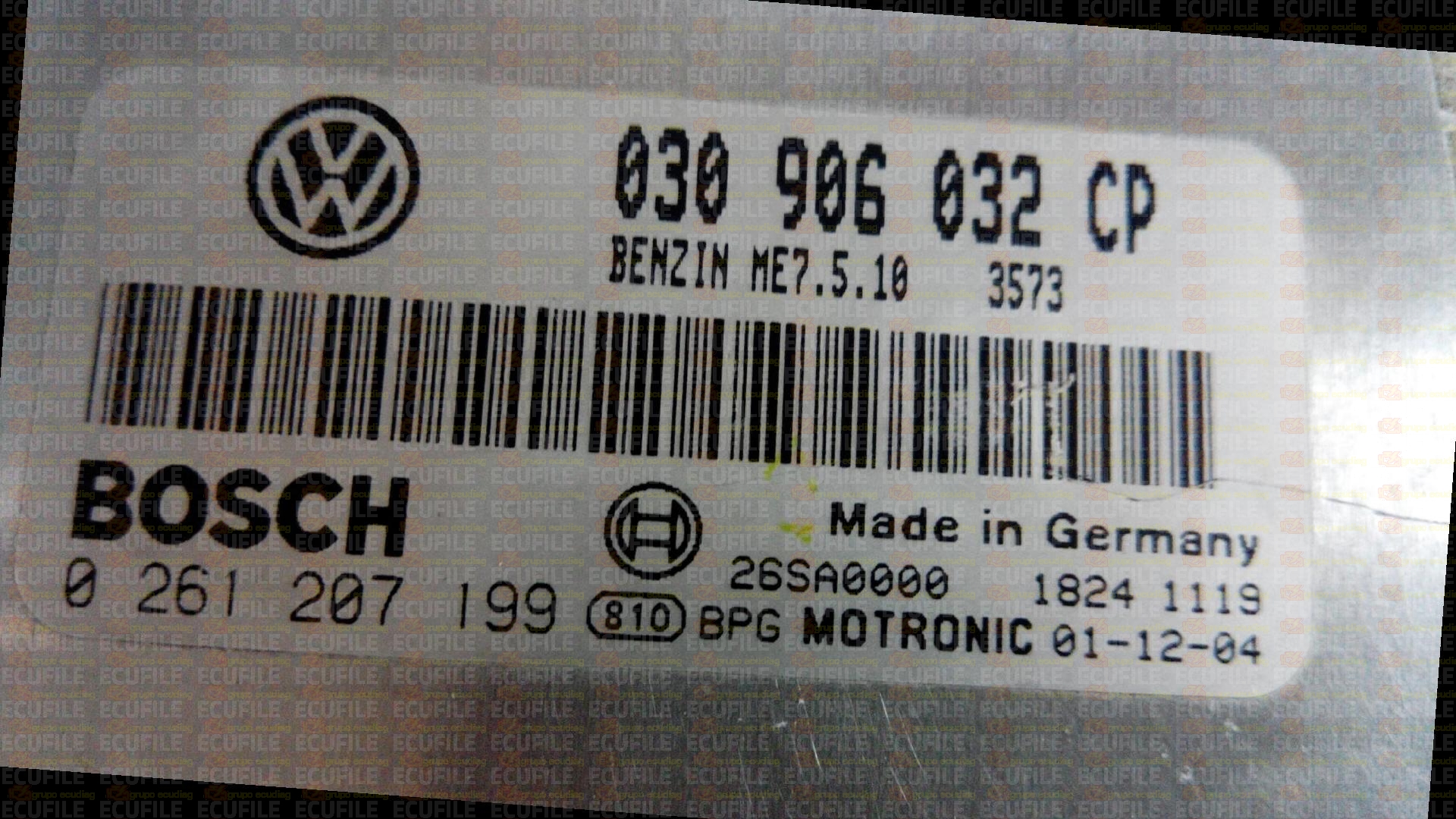 BOSCH ME7.5.10 0261207199 VOLKSWAGEN LUPO I 1.0i 50HP 030906032CP 1037354878-3573