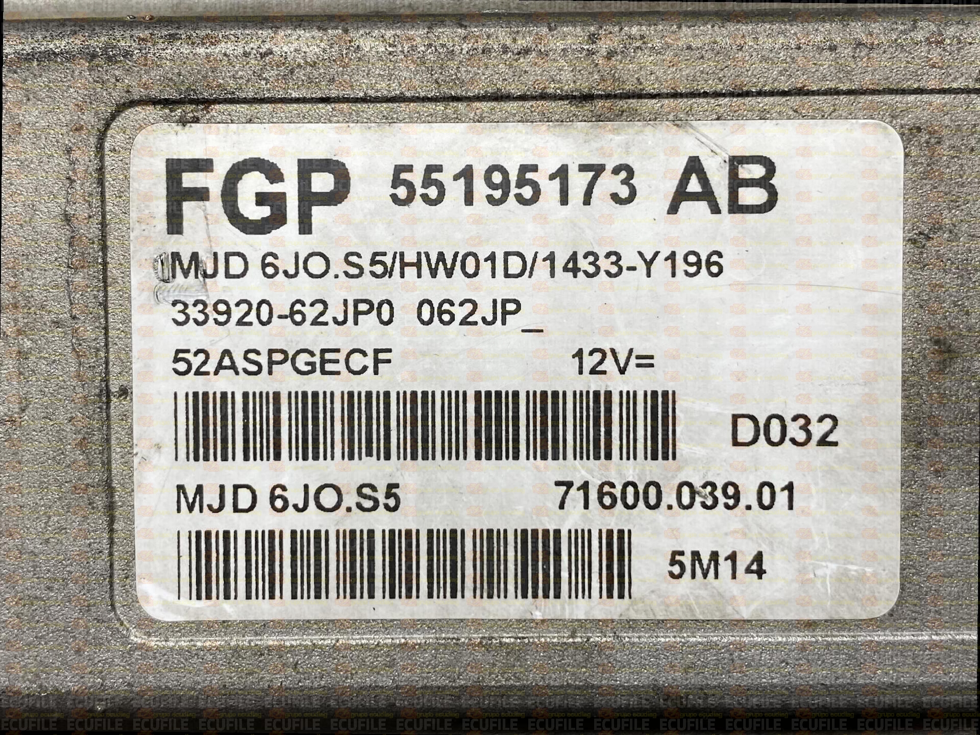 MAGNETI MARELLI MJD 6JO.S5 71600.039.01 SUZUKI SWIFT III 1.3 DDIS 70HP 55195173 AB 1433Y196