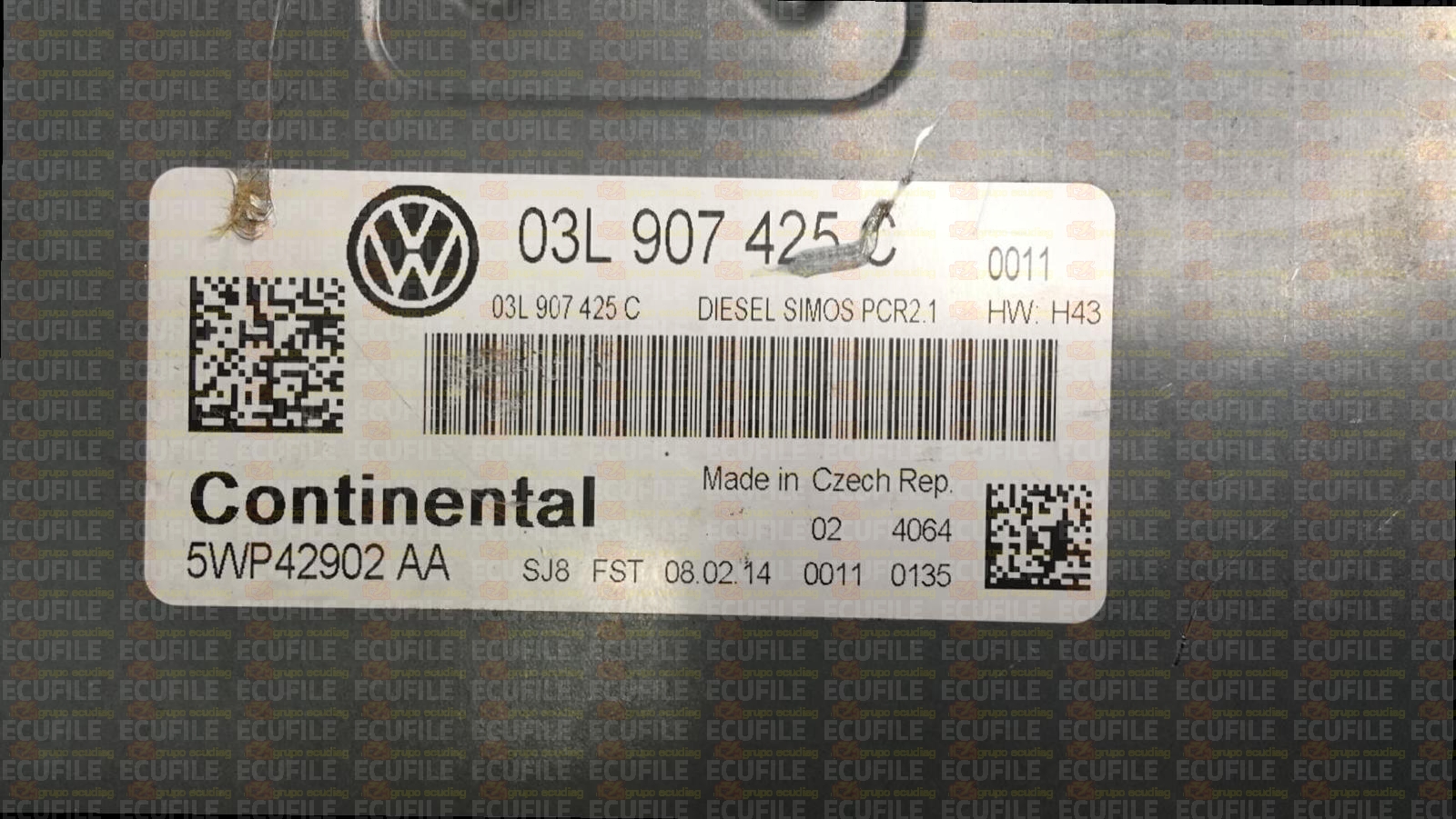 CONTINENTAL SIMOS PCR2.1 5WP42902AA VOLKSWAGEN CADDY III 1.6 TDI 102HP 03L907425C 03L906023TH SM2G0P3000000-9980