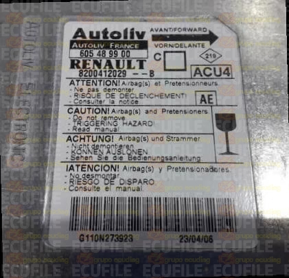 AUTOLIV ACU4 605489900 RENAULT MEGANE II 8200412029--B AE EEPROM 95160