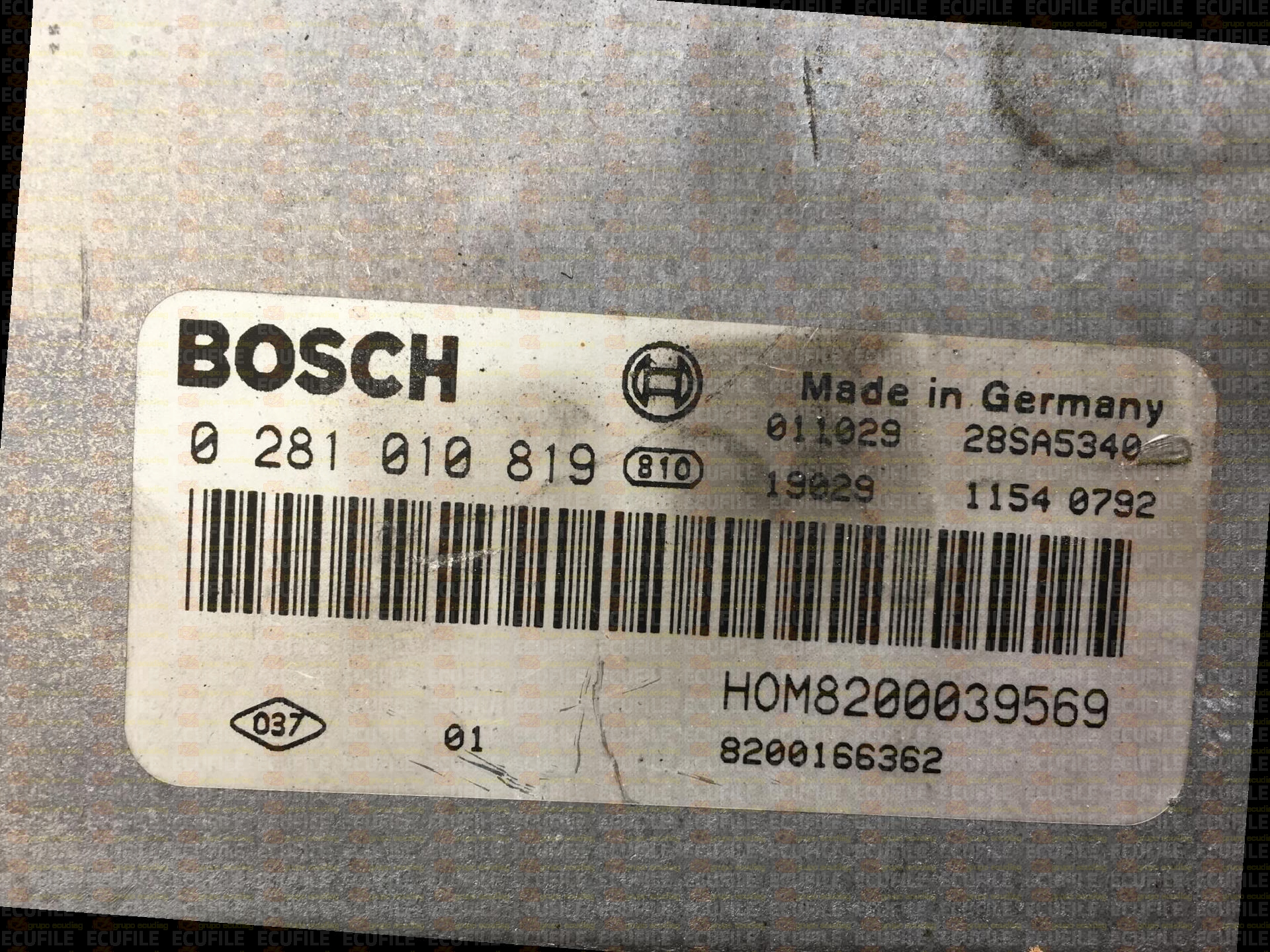 BOSCH EDC15C3-4.1 0281010819 RENAULT MEGANE I SCENIC 1.9 DCI 102HP HOM8200039569 8200166362 1037362784-6404