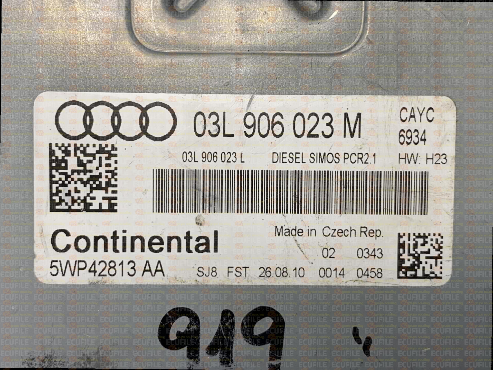 CONTINENTAL SIMOS PCR2.1 5WP42813AA AUDI A3 1.6 TDI 105HP 03L906023L 03L906023M SM2G0P2000000-9979