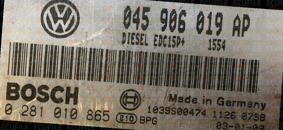 BOSCH EDC15P+22.4.2 0281010865 VOLKSWAGEN POLO 1.4 TDI 75HP 045906019AP 1037363954