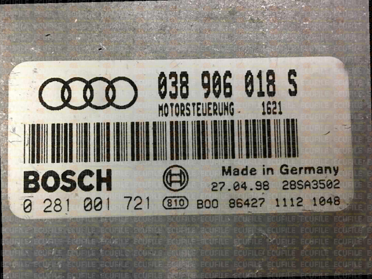 BOSCH EDC15V-5.29 0281001721 AUDI A4 1.9 TDI 110HP 038906018S