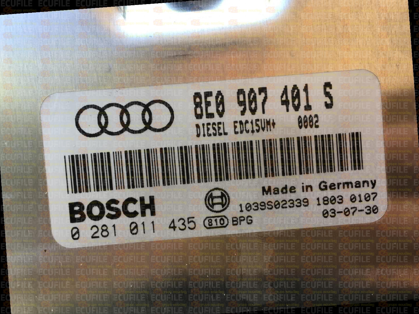 BOSCH EDC15VM+2.M5 0281011435 AUDI A4 2.5 TDI V6 163HP 8E0907401S 1037367777