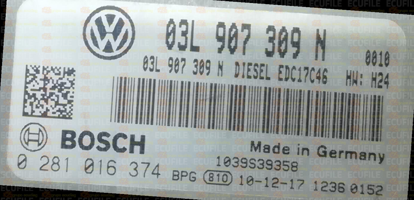 BOSCH EDC17C46-2.5 0281016374 VOLKSWAGEN TIGUAN I 2.0 TDI 140HP 03L907309N 03L906018CD 1037561754 - 9977