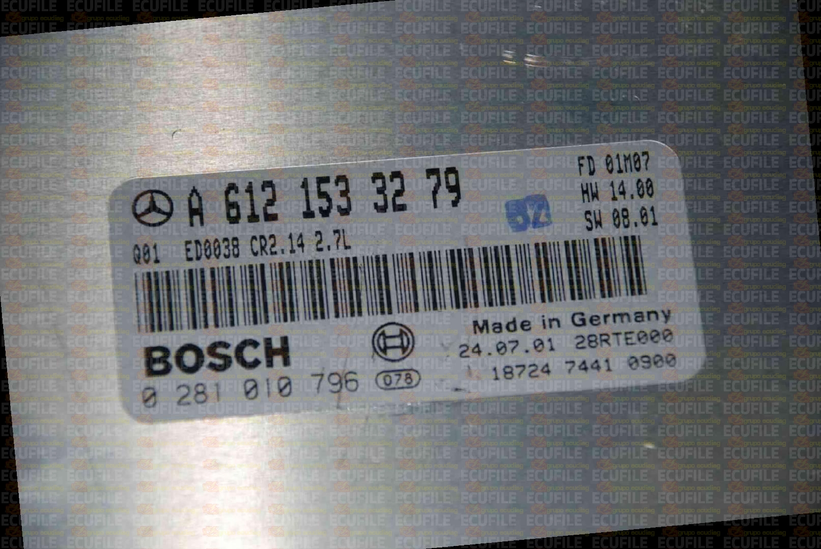 BOSCH EDC15C6-4.14 0281010796 MERCEDES W163 ML270 I 2.7 CDI 163HP A6121533279 1037351671