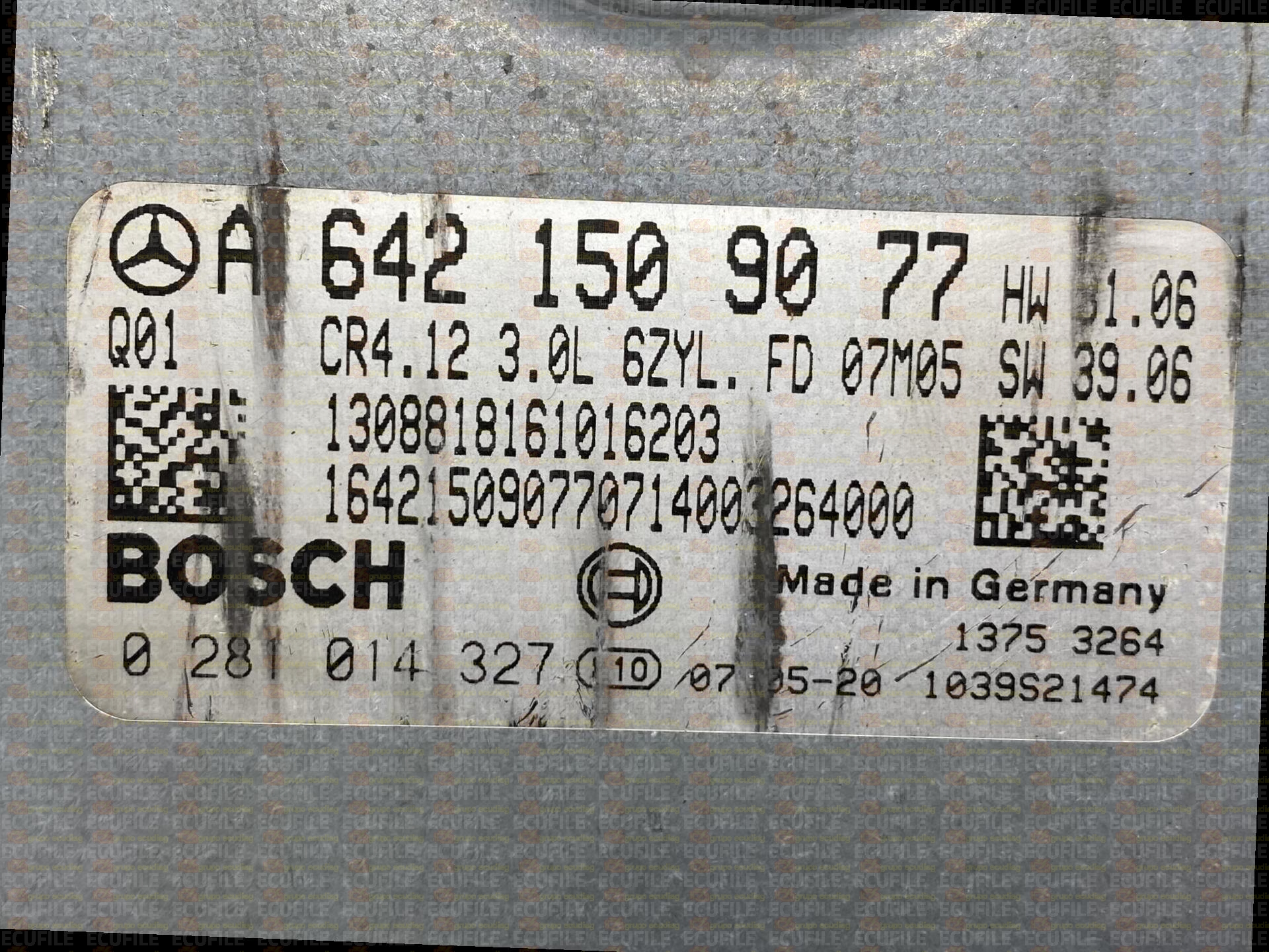 BOSCH EDC16CP31-8.12 0281014327 MERCEDES S211 E280 III 3.0 CDI 190HP A6421509077 1037387857
