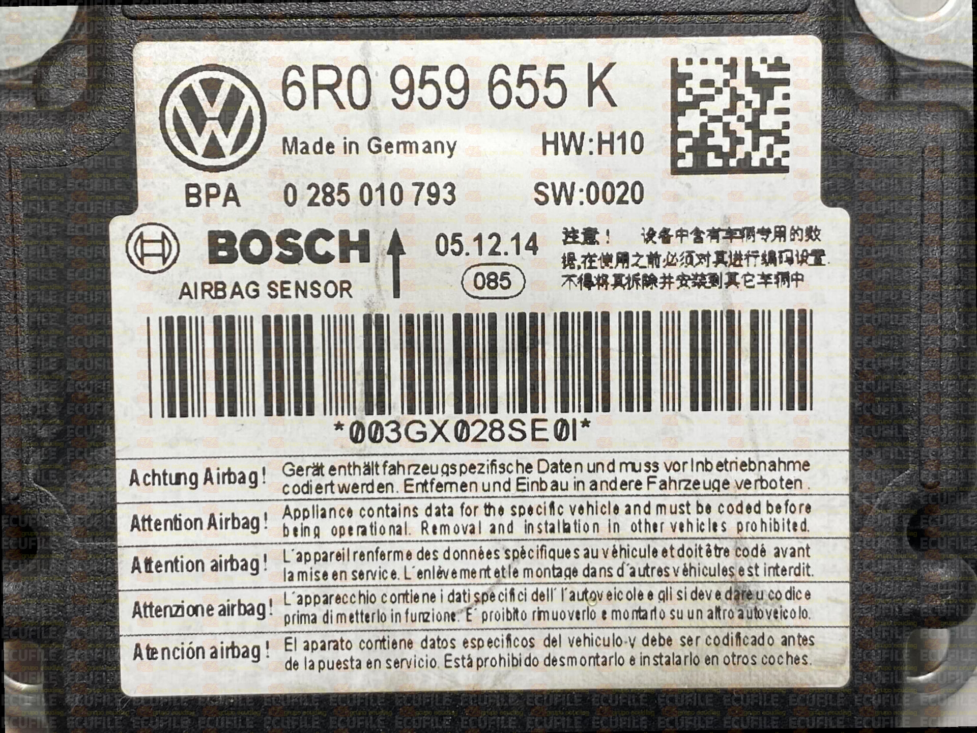BOSCH 0285010793 SEAT IBIZA 6R0959655K HW H10 SW 0020