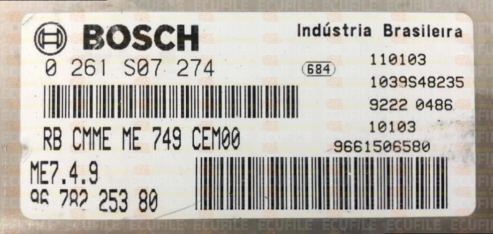BOSCH ME7.4.9 0261S07274 PSA 9678225380 EEPROM 95320