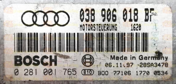 BOSCH EDC15V-5.29 0281001765 AUDI A4 I 1.9 TDI 75HP 038906018BF 1620