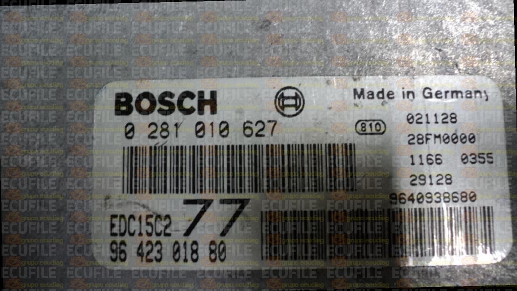 BOSCH EDC15C2-11.1 0281010627 PEUGEOT 406 2.0 HDI 110HP 9642301880 1037353401