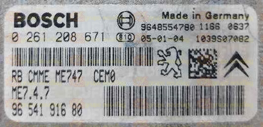 BOSCH ME7.4.7 0261208671 PSA 9654191680 EEPROM 95320