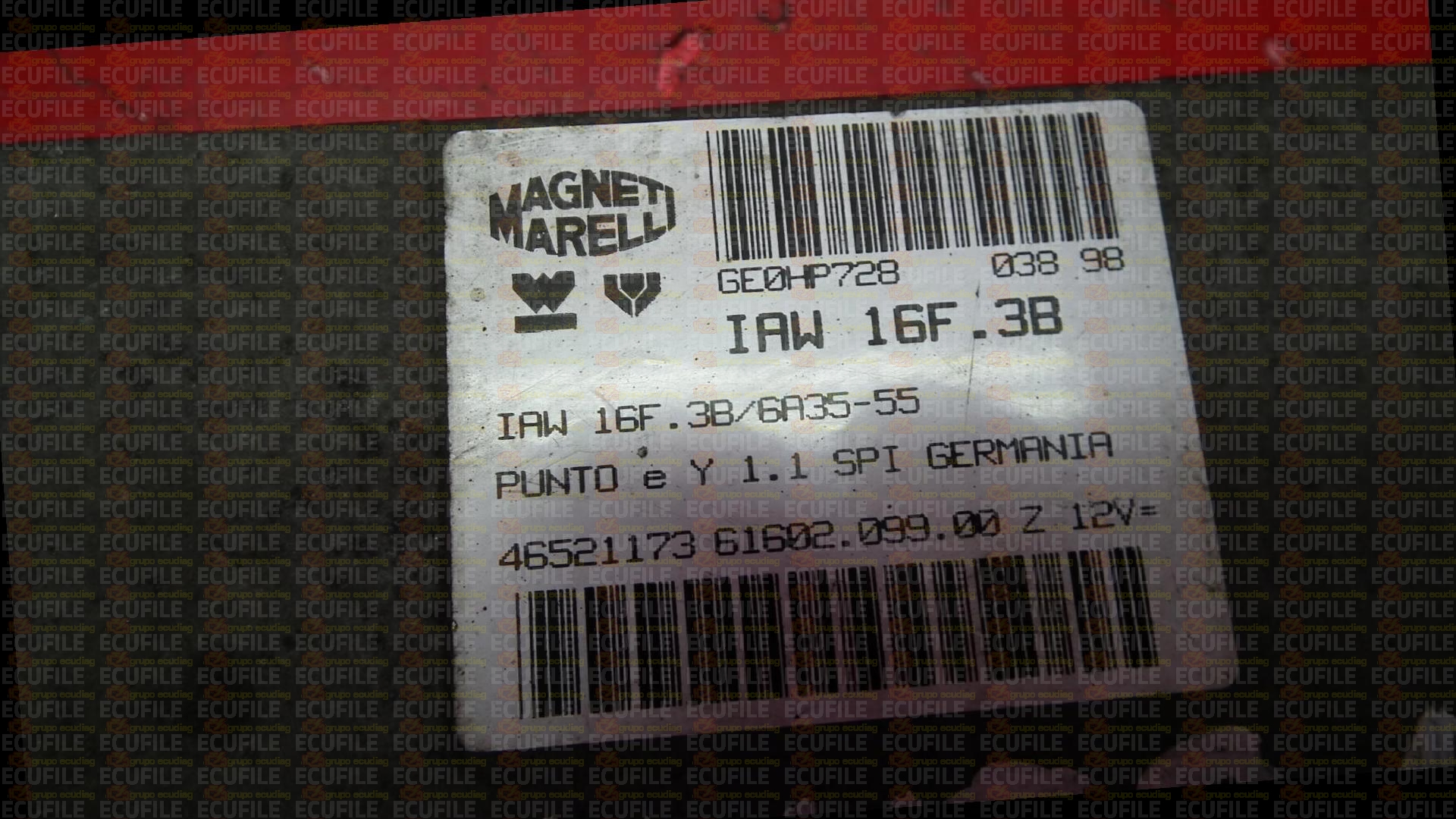MAGNETI MARELLI IAW 16F.3B 61602.099.00 FIAT PUNTO LANCIA Y 1.1i 46521173 EEPROM MC68HC11F1