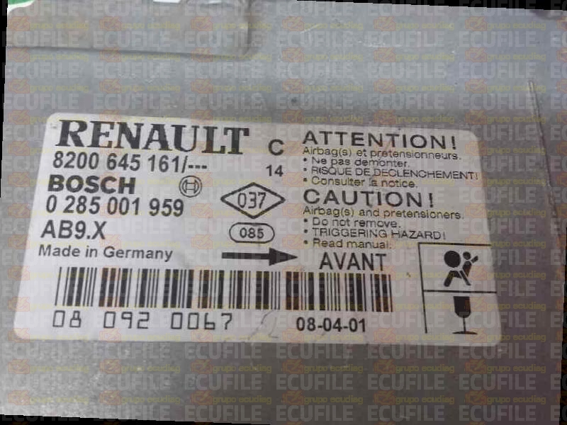 BOSCH AB9.X 0285001959 RENAULT CLIO III 8200645161 EEPROM 95160