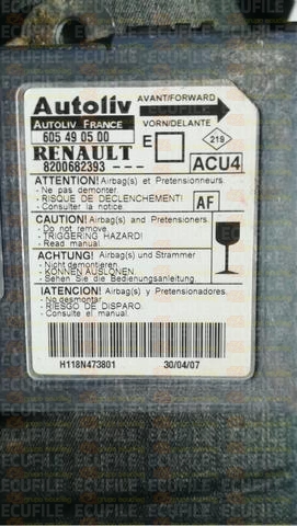AUTOLIV ACU4 605490500 RENAULT MEGANE II 8200682393 AF EEPROM 95160