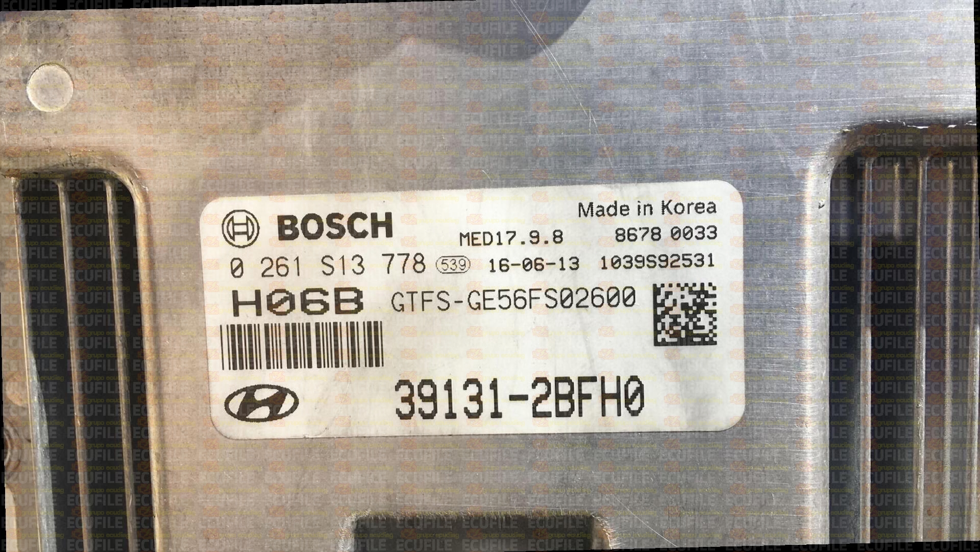BOSCH MED17.9.8 0261S13778 HYUNDAI VELOSTER I 1.6i T 186HP 39131-2BFH0 391312BFH0 10SW003036 - GTFS-GE56FS02600
