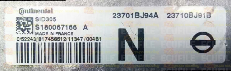 CONTINENTAL SID305 S180067166A NISSAN 23710BJ94A 23710BJ91B N FLASH TC1766