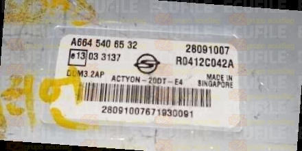 DELPHI DCM3.2AP R0412C042A 28091007 SSANGYONG ACTYON I 2.0 XDI 141HP A6645406532 EEPROM 95320