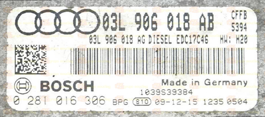 BOSCH EDC17C46-2.5 0281016306 AUDI A3 II 2.0 TDI 103KW 140HP L4 16V CFFB 03L906018AG 03L906018AB 1037508208 - 6744