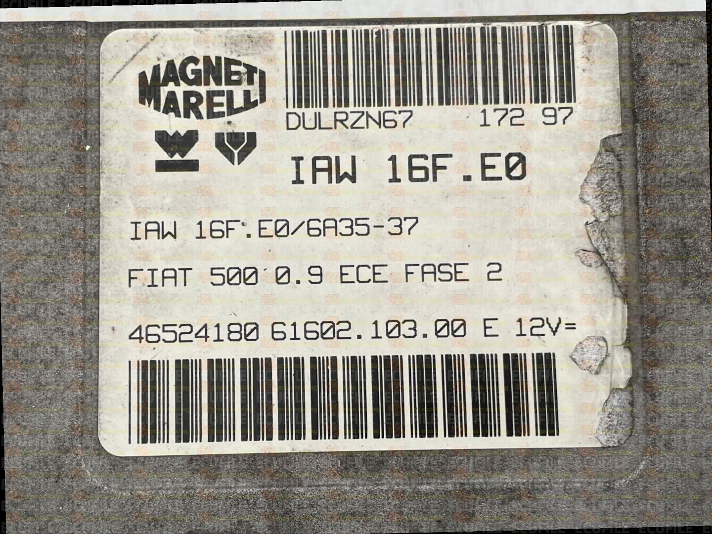 MAGNETI MARELLI IAW 16F.E0 61602.103.00 FIAT 500 CINQUECENTO 0.9i 46524180 EEPROM MC68HC11F1